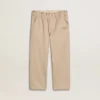 Pantalon en coton beige brodé pour filles