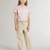 Pantalon en coton beige brodé pour filles