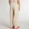 Pantalon en coton beige brodé pour filles