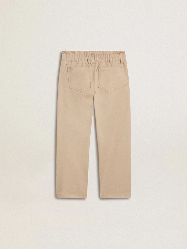Pantalon en coton beige brodé pour filles