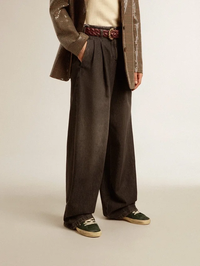 Pantalon en coton délavé moyen pour femme