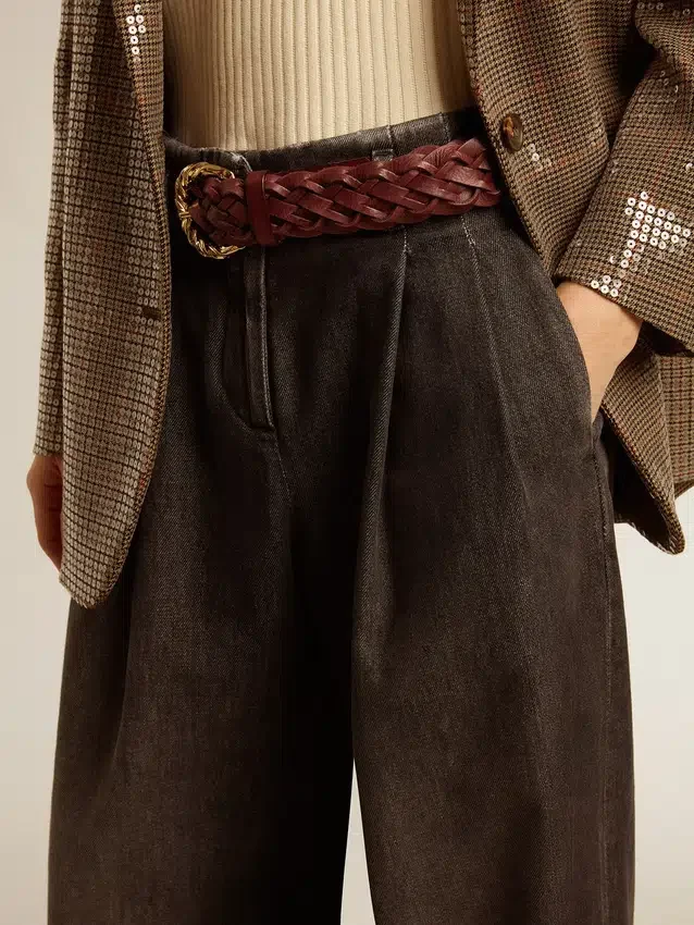 Pantalon en coton délavé moyen pour femme