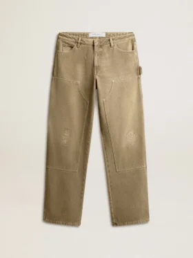 Pantalon en coton effet vieilli pour femme