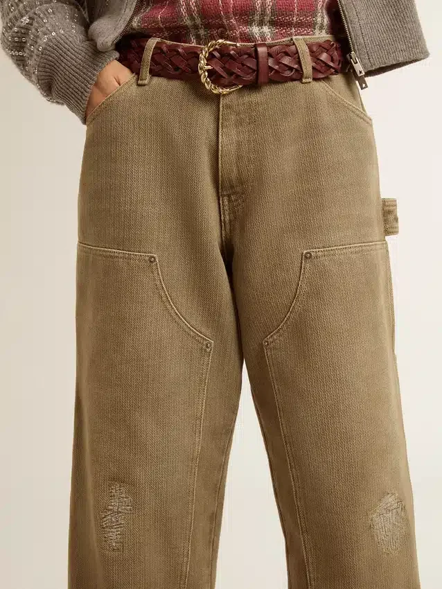 Pantalon en coton effet vieilli pour femme