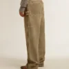 Pantalon en coton effet vieilli pour femme