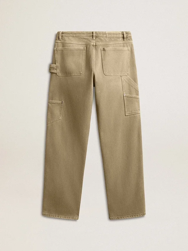 Pantalon en coton effet vieilli pour femme
