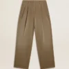 Pantalon en coton kaki pour femme