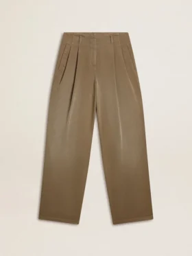 Pantalon en coton kaki pour femme