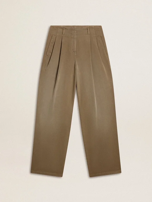 Pantalon en coton kaki pour femme