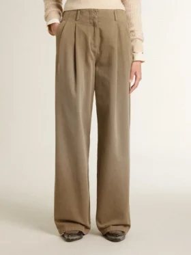 Pantalon en coton kaki pour femme