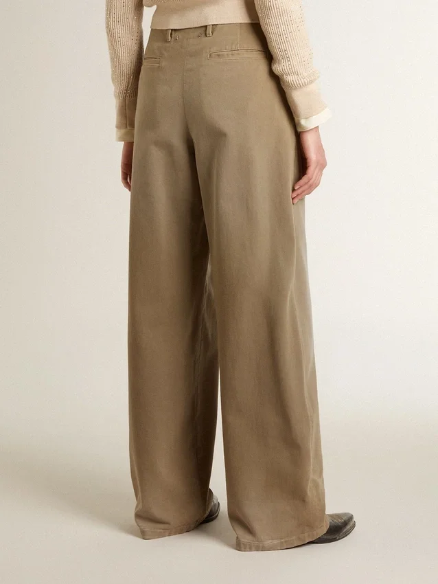Pantalon en coton kaki pour femme