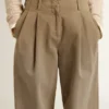 Pantalon en coton kaki pour femme