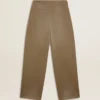 Pantalon en coton kaki pour femme