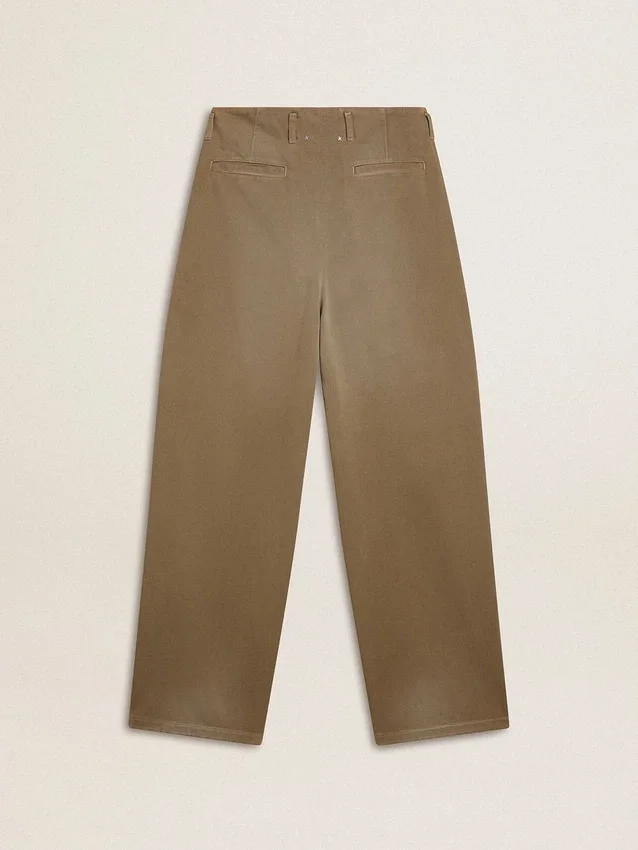 Pantalon en coton kaki pour femme