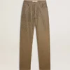 Pantalon en coton kaki pour femme avec effet dégradé Swarovski