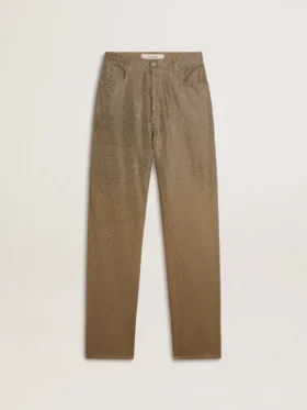 Pantalon en coton kaki pour femme avec effet dégradé Swarovski