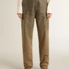 Pantalon en coton kaki pour femme avec effet dégradé Swarovski