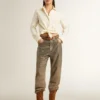Pantalon en coton kaki pour femme avec effet dégradé Swarovski