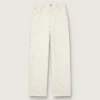 Pantalon en denim blanc pour femme avec perles et cristaux