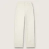 Pantalon en denim blanc pour femme avec perles et cristaux