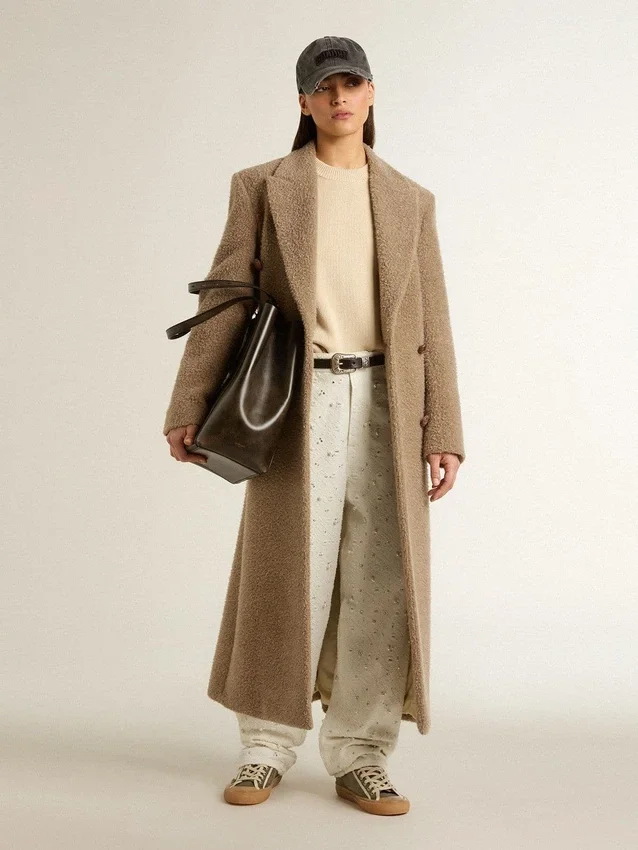 Pantalon en denim blanc pour femme avec perles et cristaux