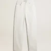 Pantalon en denim de coton blanc optique pour femme