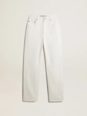 Pantalon en denim de coton blanc optique pour femme