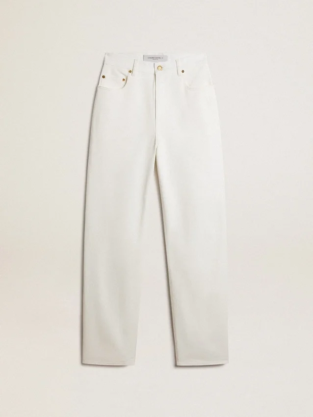 Pantalon en denim de coton blanc optique pour femme