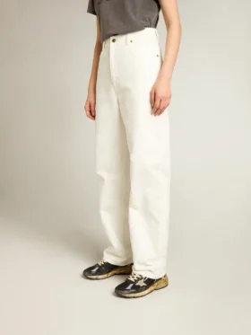 Pantalon en denim de coton blanc optique pour femme
