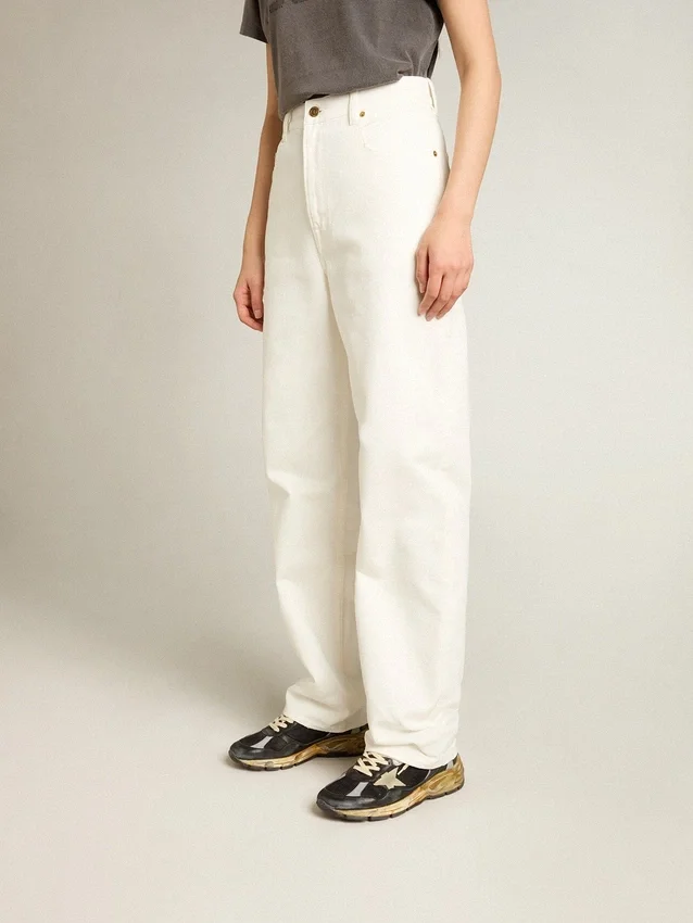 Pantalon en denim de coton blanc optique pour femme