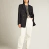 Pantalon en denim de coton blanc optique pour femme