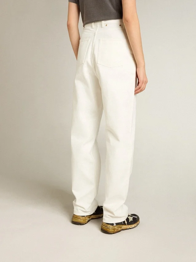 Pantalon en denim de coton blanc optique pour femme