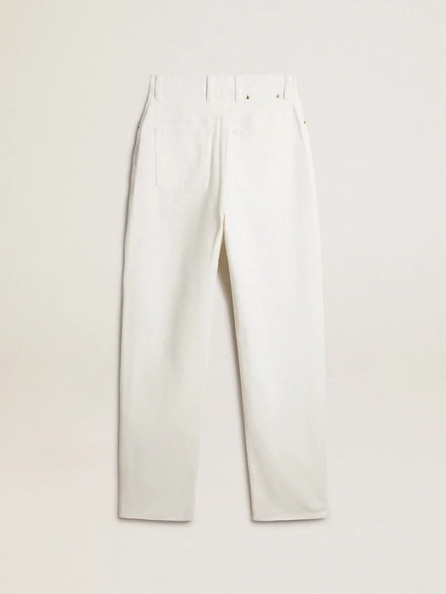 Pantalon en denim de coton blanc optique pour femme
