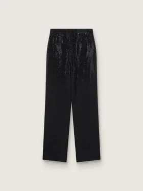Pantalon en denim de coton pour femme avec décorations en cristaux à effet ombré