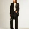 Pantalon en denim de coton pour femme avec décorations en cristaux à effet ombré
