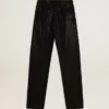 Pantalon en denim de coton pour femme avec décorations en cristaux à effet ombré
