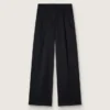 Pantalon en gabardine de laine noire pour femme