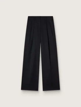 Pantalon en gabardine de laine noire pour femme