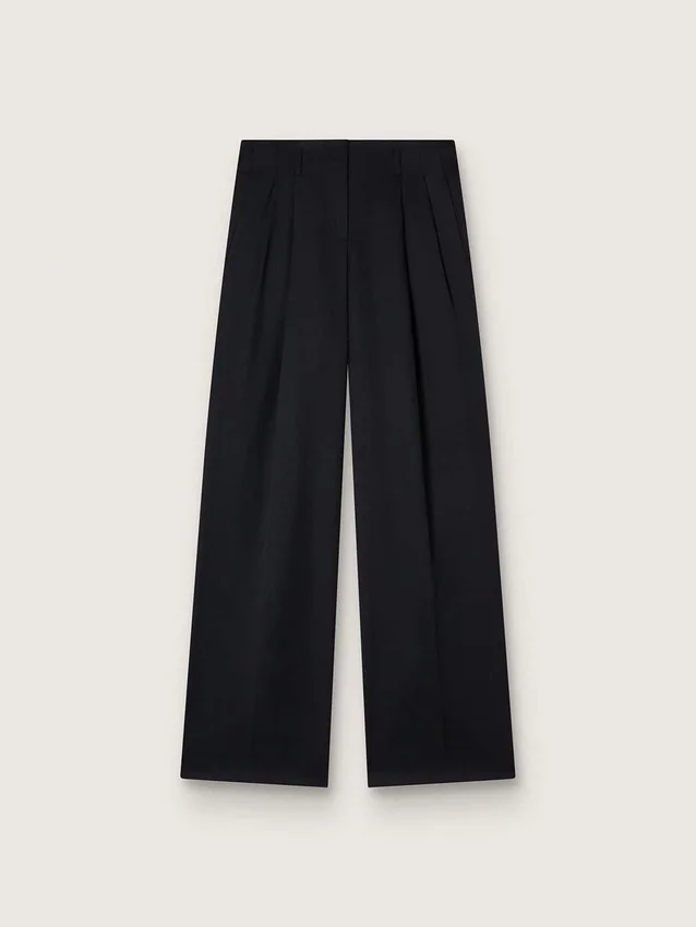 Pantalon en gabardine de laine noire pour femme