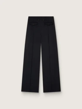 Pantalon en gabardine de laine noire pour femme