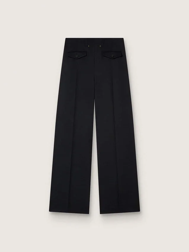 Pantalon en gabardine de laine noire pour femme