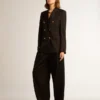 Pantalon en gabardine de laine noire pour femme