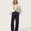 Pantalon en gabardine de laine noire pour femme