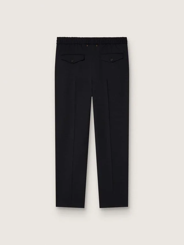 Pantalon en gabardine de laine noire pour homme