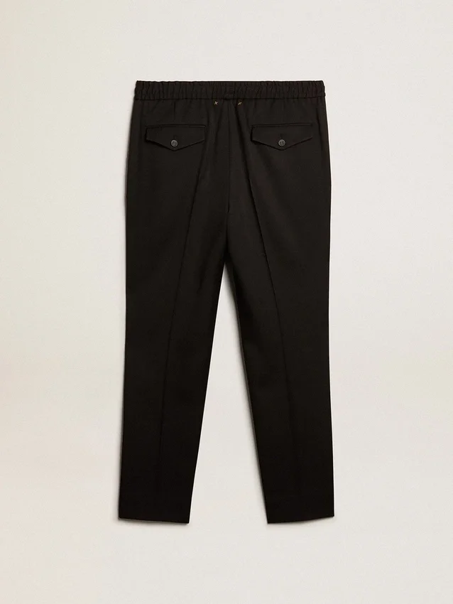Pantalon en gabardine de laine noire pour homme