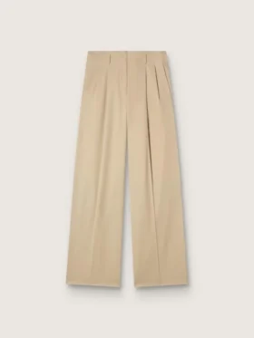 Pantalon en gabardine de laine pour femme, couleur sable