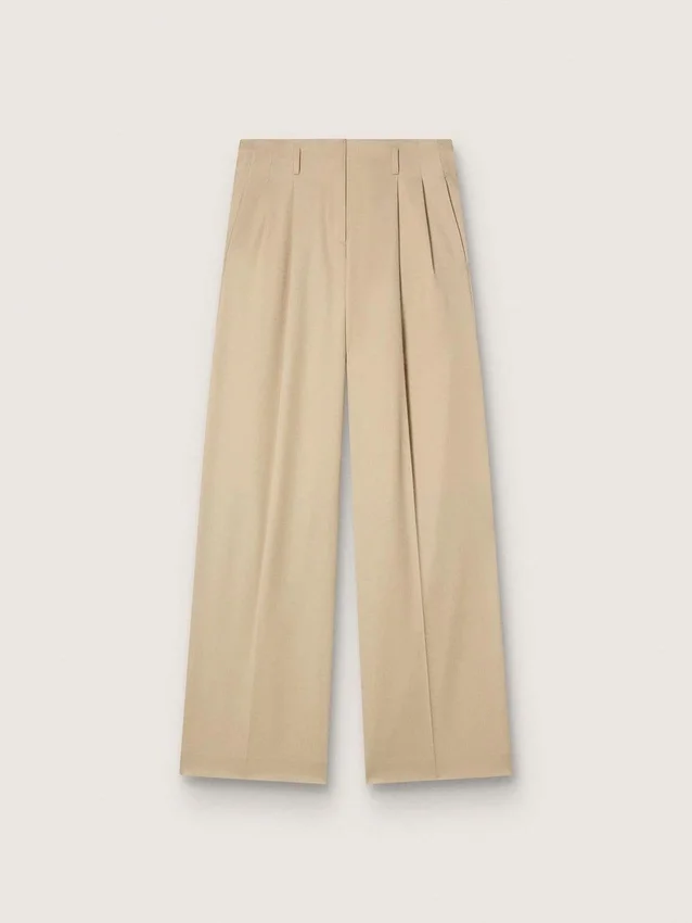 Pantalon en gabardine de laine pour femme, couleur sable