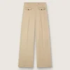 Pantalon en gabardine de laine pour femme, couleur sable