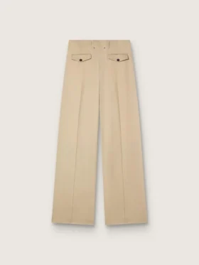 Pantalon en gabardine de laine pour femme, couleur sable