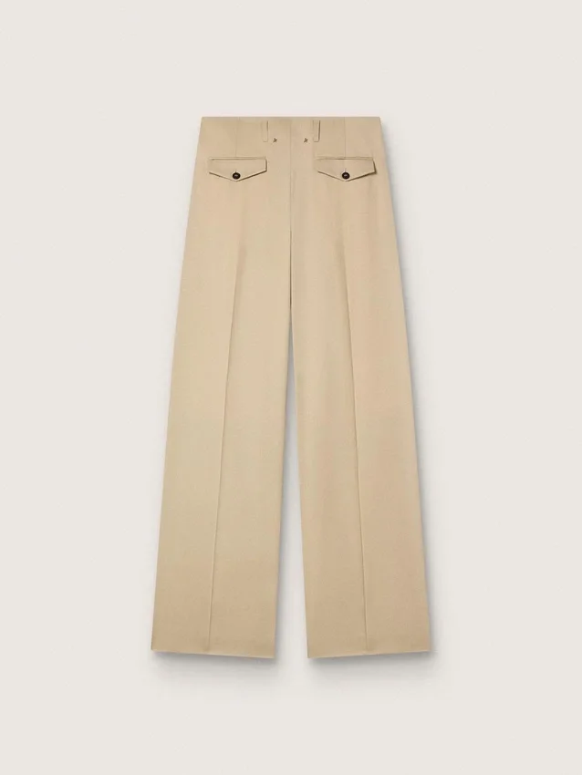 Pantalon en gabardine de laine pour femme, couleur sable